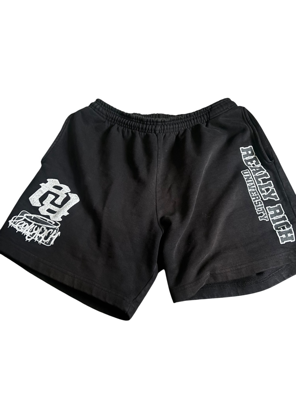 Black 'Really Rich University' Graphic Men’s Shorts